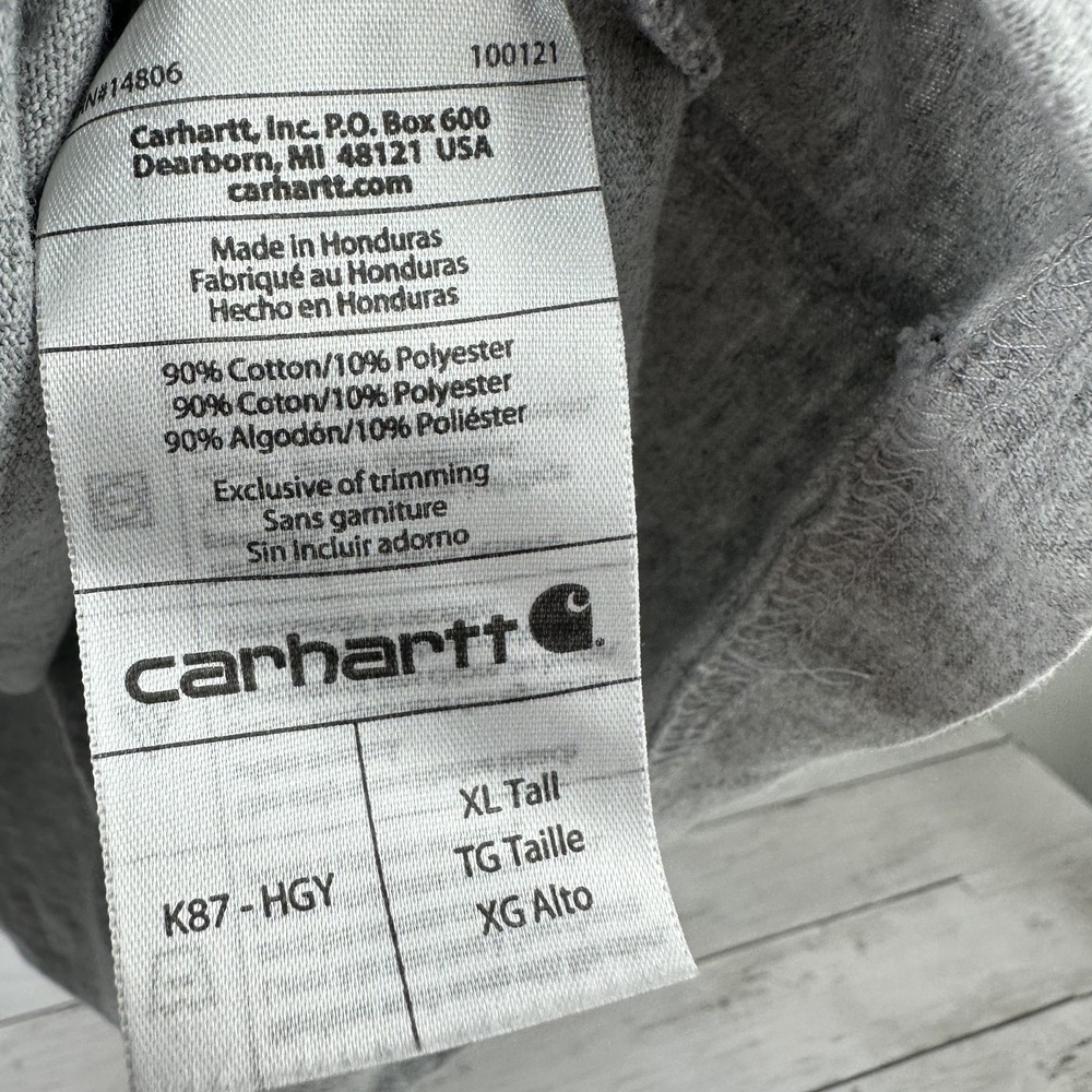 Carhartt Men's XL‎ Tall original Fit Short Sleeve T Shirt K87 HGY pocket T XLT - Picture 5 of 11